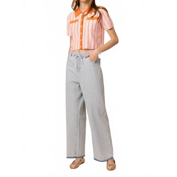 NEW LINE AND DOT rheba stripe sweater top in orange/pink - Picture 1 of 4